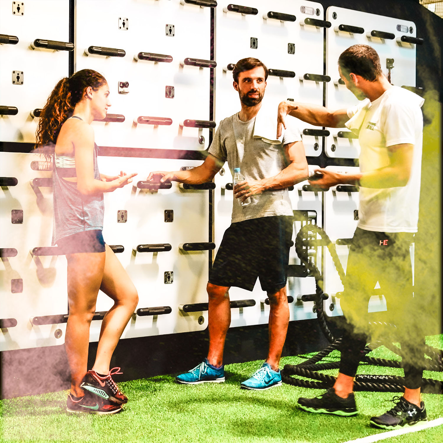 People talking and having fun in the Training Wall